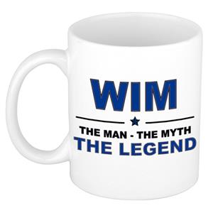 Bellatio Naam cadeau Wim - The man, The myth the legend koffie mok / beker 300 ml - naam/namen mokken - Cadeau voor o.a verjaardag/ vaderdag/ pensioen/ geslaagd/ bedankt