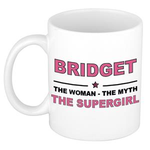 Bellatio Naam cadeau Bridget - The woman, The myth the supergirl koffie mok / beker 300 ml - naam/namen mokken - Cadeau voor o.a verjaardag/ moederdag/ pensioen/ geslaagd/ bedankt