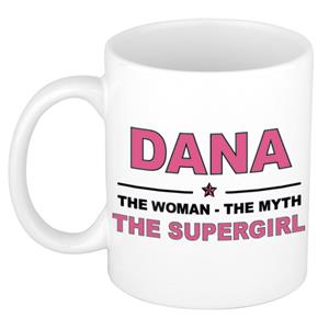 Bellatio Naam cadeau Dana - The woman, The myth the supergirl koffie mok / beker 300 ml - naam/namen mokken - Cadeau voor o.a verjaardag/ moederdag/ pensioen/ geslaagd/ bedankt