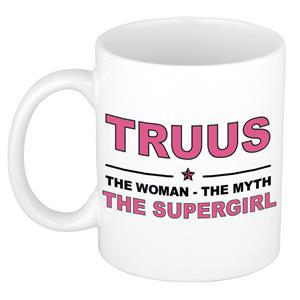 Bellatio Naam cadeau Truus - The woman, The myth the supergirl koffie mok / beker 300 ml - naam/namen mokken - Cadeau voor o.a verjaardag/ moederdag/ pensioen/ geslaagd/ bedankt