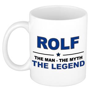 Bellatio Naam cadeau Rolf - The man, The myth the legend koffie mok / beker 300 ml - naam/namen mokken - Cadeau voor o.a verjaardag/ vaderdag/ pensioen/ geslaagd/ bedankt