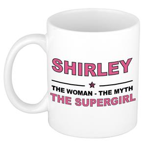 Bellatio Naam cadeau Shirley - The woman, The myth the supergirl koffie mok / beker 300 ml - naam/namen mokken - Cadeau voor o.a verjaardag/ moederdag/ pensioen/ geslaagd/ bedankt