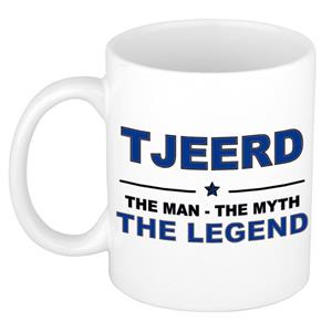 Bellatio Naam cadeau Tjeerd - The man, The myth the legend koffie mok / beker 300 ml - naam/namen mokken - Cadeau voor o.a verjaardag/ vaderdag/ pensioen/ geslaagd/ bedankt