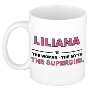 Bellatio Naam cadeau Liliana - The woman, The myth the supergirl koffie mok / beker 300 ml - naam/namen mokken - Cadeau voor o.a verjaardag/ moederdag/ pensioen/ geslaagd/ bedankt