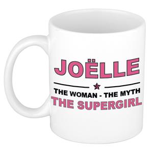 Bellatio Naam cadeau Joelle - The woman, The myth the supergirl koffie mok / beker 300 ml - naam/namen mokken - Cadeau voor o.a verjaardag/ moederdag/ pensioen/ geslaagd/ bedankt