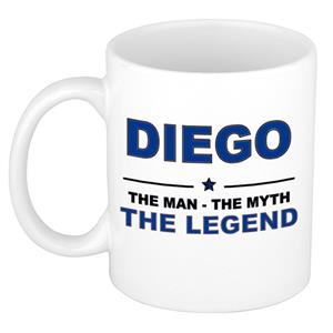 Bellatio Naam cadeau Diego - The man, The myth the legend koffie mok / beker 300 ml - naam/namen mokken - Cadeau voor o.a verjaardag/ vaderdag/ pensioen/ geslaagd/ bedankt