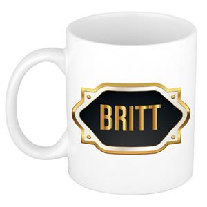 Bellatio Britt naam cadeau mok / beker met gouden embleem - kado verjaardag/ moeder/ pensioen/ geslaagd/ bedankt