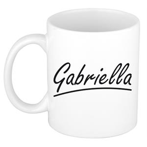 Bellatio Gabriella naam cadeau mok / beker sierlijke letters - Cadeau collega/ moederdag/ verjaardag of persoonlijke voornaam mok werknemers