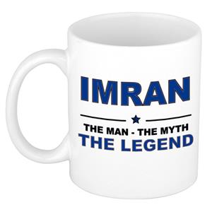 Bellatio Naam cadeau Imran - The man, The myth the legend koffie mok / beker 300 ml - naam/namen mokken - Cadeau voor o.a verjaardag/ vaderdag/ pensioen/ geslaagd/ bedankt