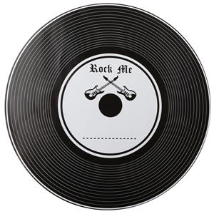 6x Ronde placemats/onderleggers vinyl print 34 cm - Tafeldecoratie onderleggers langspeelplaat- Muziek tafeldecoraties