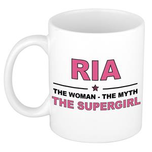 Bellatio Naam cadeau Ria - The woman, The myth the supergirl koffie mok / beker 300 ml - naam/namen mokken - Cadeau voor o.a verjaardag/ moederdag/ pensioen/ geslaagd/ bedankt