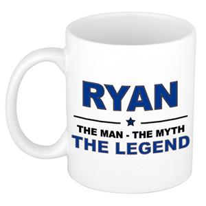 Bellatio Naam cadeau Ryan - The man, The myth the legend koffie mok / beker 300 ml - naam/namen mokken - Cadeau voor o.a verjaardag/ vaderdag/ pensioen/ geslaagd/ bedankt