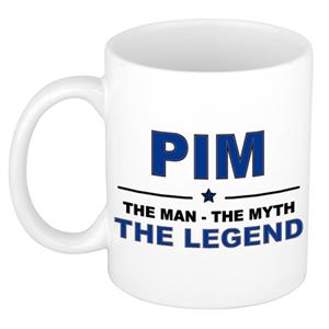 Bellatio Naam cadeau Pim - The man, The myth the legend koffie mok / beker 300 ml - naam/namen mokken - Cadeau voor o.a verjaardag/ vaderdag/ pensioen/ geslaagd/ bedankt