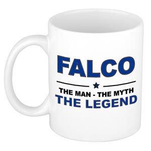 Bellatio Naam cadeau Falco - The man, The myth the legend koffie mok / beker 300 ml - naam/namen mokken - Cadeau voor o.a verjaardag/ vaderdag/ pensioen/ geslaagd/ bedankt