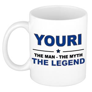 Bellatio Naam cadeau Youri - The man, The myth the legend koffie mok / beker 300 ml - naam/namen mokken - Cadeau voor o.a verjaardag/ vaderdag/ pensioen/ geslaagd/ bedankt