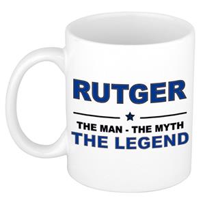 Bellatio Naam cadeau Rutger - The man, The myth the legend koffie mok / beker 300 ml - naam/namen mokken - Cadeau voor o.a verjaardag/ vaderdag/ pensioen/ geslaagd/ bedankt