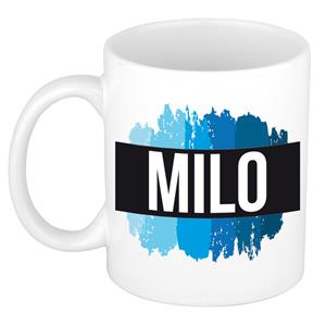 Bellatio Milo naam cadeau mok / beker met verfstrepen - Cadeau collega/ vaderdag/ verjaardag of als persoonlijke mok werknemers