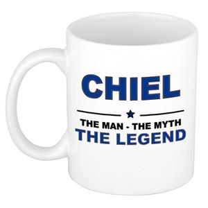 Bellatio Naam cadeau Chiel - The man, The myth the legend koffie mok / beker 300 ml - naam/namen mokken - Cadeau voor o.a verjaardag/ vaderdag/ pensioen/ geslaagd/ bedankt