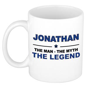 Bellatio Naam cadeau Jonathan - The man, The myth the legend koffie mok / beker 300 ml - naam/namen mokken - Cadeau voor o.a verjaardag/ vaderdag/ pensioen/ geslaagd/ bedankt