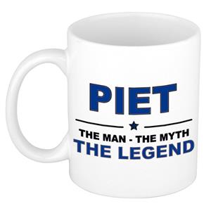 Bellatio Naam cadeau Piet - The man, The myth the legend koffie mok / beker 300 ml - naam/namen mokken - Cadeau voor o.a verjaardag/ vaderdag/ pensioen/ geslaagd/ bedankt