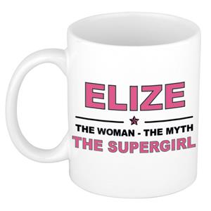 Bellatio Naam cadeau Elize - The woman, The myth the supergirl koffie mok / beker 300 ml - naam/namen mokken - Cadeau voor o.a verjaardag/ moederdag/ pensioen/ geslaagd/ bedankt