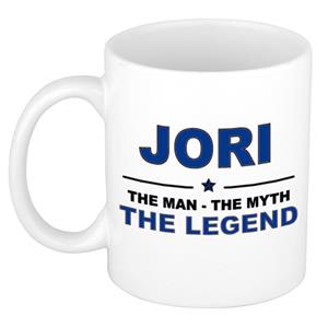 Bellatio Naam cadeau Jori - The man, The myth the legend koffie mok / beker 300 ml - naam/namen mokken - Cadeau voor o.a verjaardag/ vaderdag/ pensioen/ geslaagd/ bedankt