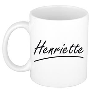 Bellatio Henriette naam cadeau mok / beker sierlijke letters - Cadeau collega/ moederdag/ verjaardag of persoonlijke voornaam mok werknemers