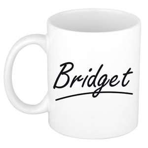 Bellatio Bridget naam cadeau mok / beker sierlijke letters - Cadeau collega/ moederdag/ verjaardag of persoonlijke voornaam mok werknemers