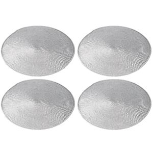 Cepewa 6x stuks ronde placemats zilver polypropeen 38 cm - Placemats/onderleggers - Tafeldecoratie