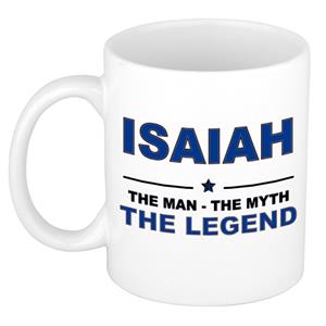 Bellatio Naam cadeau Isaiah - The man, The myth the legend koffie mok / beker 300 ml - naam/namen mokken - Cadeau voor o.a verjaardag/ vaderdag/ pensioen/ geslaagd/ bedankt