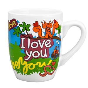 123 Kado Koffiemokken Cartoon romantische koffiemok/theebeker I love you - 300 ml - Valentijnsdag - cadeaumokken/valentijnsartikelen