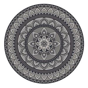 Contento Mandela stijl ronde grijze placemats van vinyl D38 cm - Antislip/waterafstotend - Stevige top kwaliteit