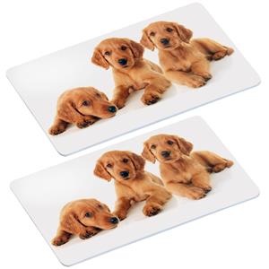 8x Ontbijtbordjes/ontbijtplankjes set puppy print 14 x 24 cm - Onbreekbare bordjes voor babys/peuters/kleuters