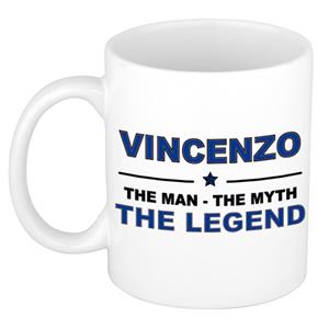 Bellatio Naam cadeau Vincenzo - The man, The myth the legend koffie mok / beker 300 ml - naam/namen mokken - Cadeau voor o.a verjaardag/ vaderdag/ pensioen/ geslaagd/ bedankt