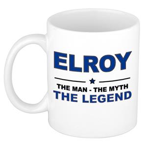 Bellatio Naam cadeau Elroy - The man, The myth the legend koffie mok / beker 300 ml - naam/namen mokken - Cadeau voor o.a verjaardag/ vaderdag/ pensioen/ geslaagd/ bedankt