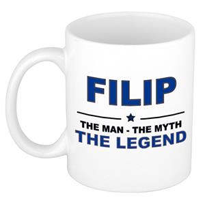 Bellatio Naam cadeau Filip - The man, The myth the legend koffie mok / beker 300 ml - naam/namen mokken - Cadeau voor o.a verjaardag/ vaderdag/ pensioen/ geslaagd/ bedankt