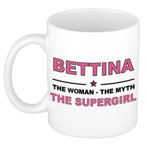 Bellatio Naam cadeau Bettina - The woman, The myth the supergirl koffie mok / beker 300 ml - naam/namen mokken - Cadeau voor o.a verjaardag/ moederdag/ pensioen/ geslaagd/ bedankt