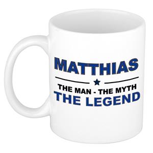 Bellatio Naam cadeau Matthias - The man, The myth the legend koffie mok / beker 300 ml - naam/namen mokken - Cadeau voor o.a verjaardag/ vaderdag/ pensioen/ geslaagd/ bedankt