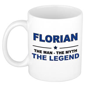 Bellatio Naam cadeau Florian - The man, The myth the legend koffie mok / beker 300 ml - naam/namen mokken - Cadeau voor o.a verjaardag/ vaderdag/ pensioen/ geslaagd/ bedankt