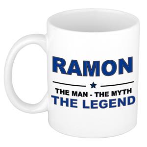 Bellatio Naam cadeau Ramon - The man, The myth the legend koffie mok / beker 300 ml - naam/namen mokken - Cadeau voor o.a verjaardag/ vaderdag/ pensioen/ geslaagd/ bedankt