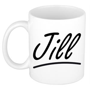 Bellatio Jill naam cadeau mok / beker sierlijke letters - Cadeau collega/ moederdag/ verjaardag of persoonlijke voornaam mok werknemers