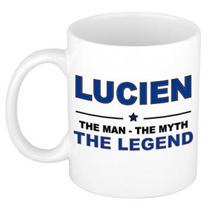 Bellatio Naam cadeau Lucien - The man, The myth the legend koffie mok / beker 300 ml - naam/namen mokken - Cadeau voor o.a verjaardag/ vaderdag/ pensioen/ geslaagd/ bedankt