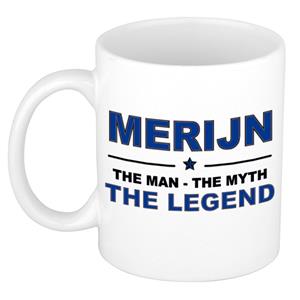 Bellatio Naam cadeau Merijn - The man, The myth the legend koffie mok / beker 300 ml - naam/namen mokken - Cadeau voor o.a verjaardag/ vaderdag/ pensioen/ geslaagd/ bedankt