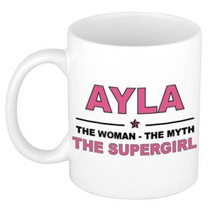 Bellatio Naam cadeau Ayla - The woman, The myth the supergirl koffie mok / beker 300 ml - naam/namen mokken - Cadeau voor o.a verjaardag/ moederdag/ pensioen/ geslaagd/ bedankt