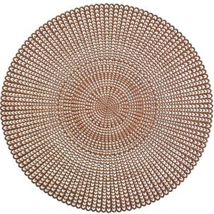 Zeller 8x Ronde placemats koper geponste gaatjes 41 cm - Tafeldecoratie - Borden onderleggers van kunststof