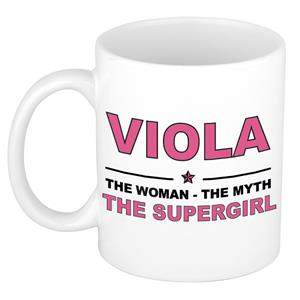 Bellatio Naam cadeau Viola - The woman, The myth the supergirl koffie mok / beker 300 ml - naam/namen mokken - Cadeau voor o.a verjaardag/ moederdag/ pensioen/ geslaagd/ bedankt