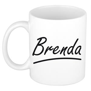 Bellatio Brenda naam cadeau mok / beker sierlijke letters - Cadeau collega/ moederdag/ verjaardag of persoonlijke voornaam mok werknemers