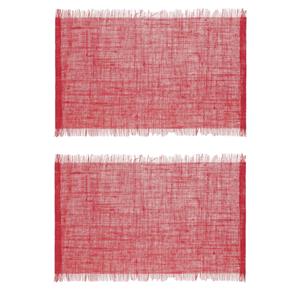 Secret De Gourmet Set van 6x stuks placemats uni rood jute 45 x 30 cm - Tafel onderleggers