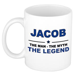 Bellatio Naam cadeau Jacob - The man, The myth the legend koffie mok / beker 300 ml - naam/namen mokken - Cadeau voor o.a verjaardag/ vaderdag/ pensioen/ geslaagd/ bedankt