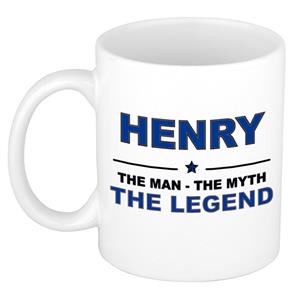 Bellatio Naam cadeau Henry - The man, The myth the legend koffie mok / beker 300 ml - naam/namen mokken - Cadeau voor o.a verjaardag/ vaderdag/ pensioen/ geslaagd/ bedankt